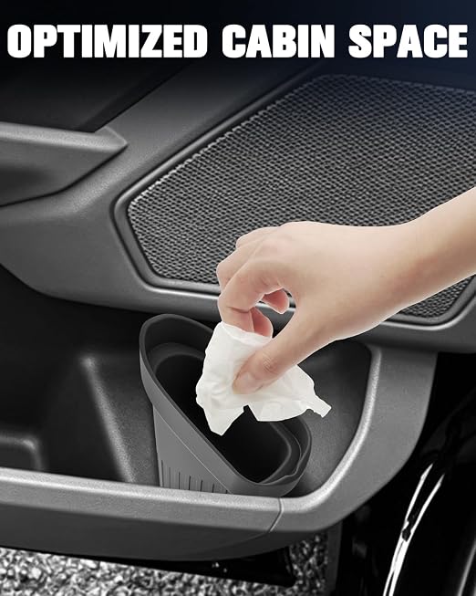 Silicone Car Trash Bin for Door 2026 F150 XLT Car Door Trashcan Trash Holder for2021-2026 F150 Raptor Accessories (STX/XLT/Lariat/Tremor/King Ranch/Platinum/Limited) Driver Passenger Door Bin Flexible