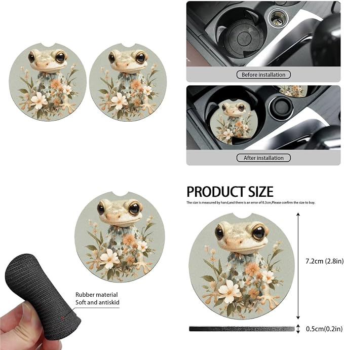 13 Pack Car Seat Covers Full Set, Leopard Gecko Seat Cover Steering Wheel Cover Lizard Seat Belt Pads, 3D Vivid Leopard Gecko Auto Front and Rear Bench Seat Protector