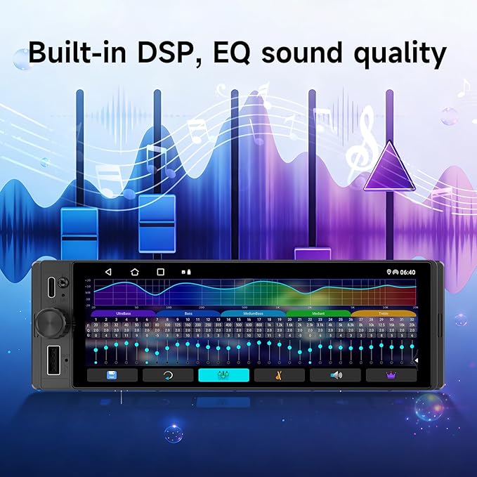 Single Din Car Stereo, 6.28 Inch Wireless CarPlay&Android Auto Single Din Touchscreen Radio-Incell Car Radio Screen MirrorLink Type-C Charge Head Unit Supports Bluetooth/SWC/FM/USB/EQ Backup Camera