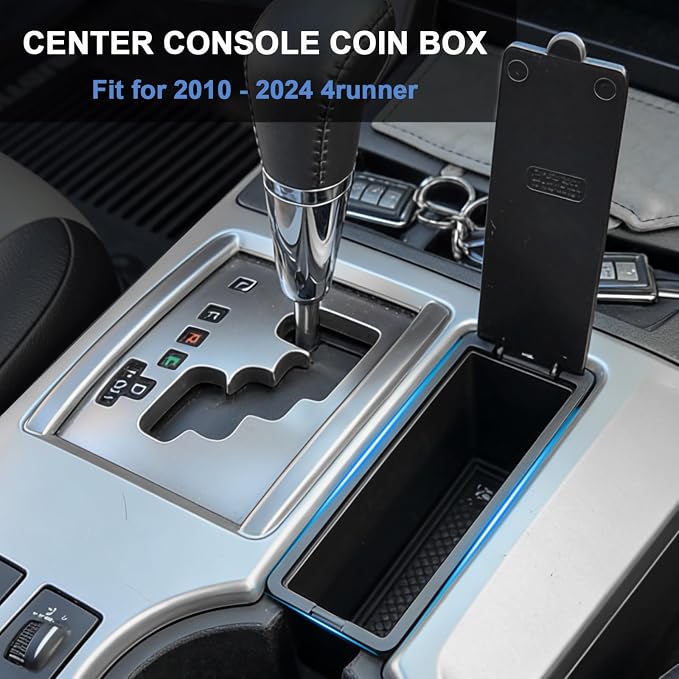 JDMCAR Storage Drawer and Coin Box Organizer Compatible with Toyota 4Runner Accessories 2014-2022 2023 2024