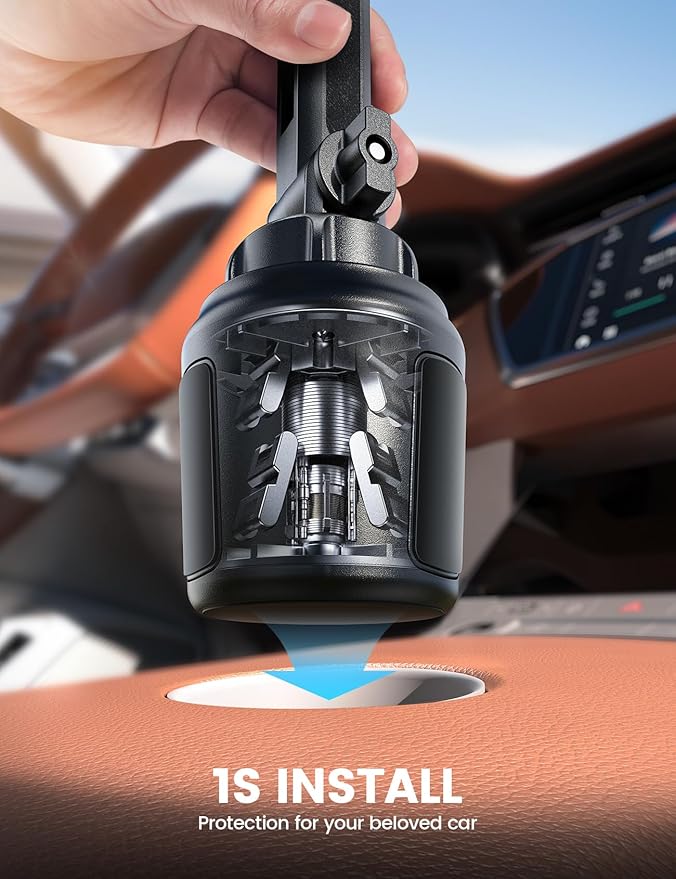 Lamicall Ultra Stable Magnetic Tesla Phone Mount + Thick Cases Friendly Cup Cell Phone Car Mount