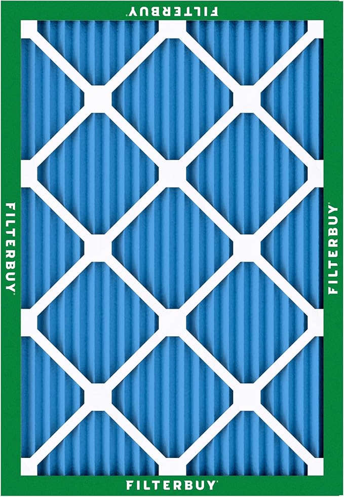 Filterbuy 10x16x1 Air Filter MERV 13 Optimal Smoke & Allergy Defense (12-Pack), Electrostatic Pleated HVAC AC Furnace Filters Replacement (Actual Size: 9.50 x 15.50 x 0.75)
