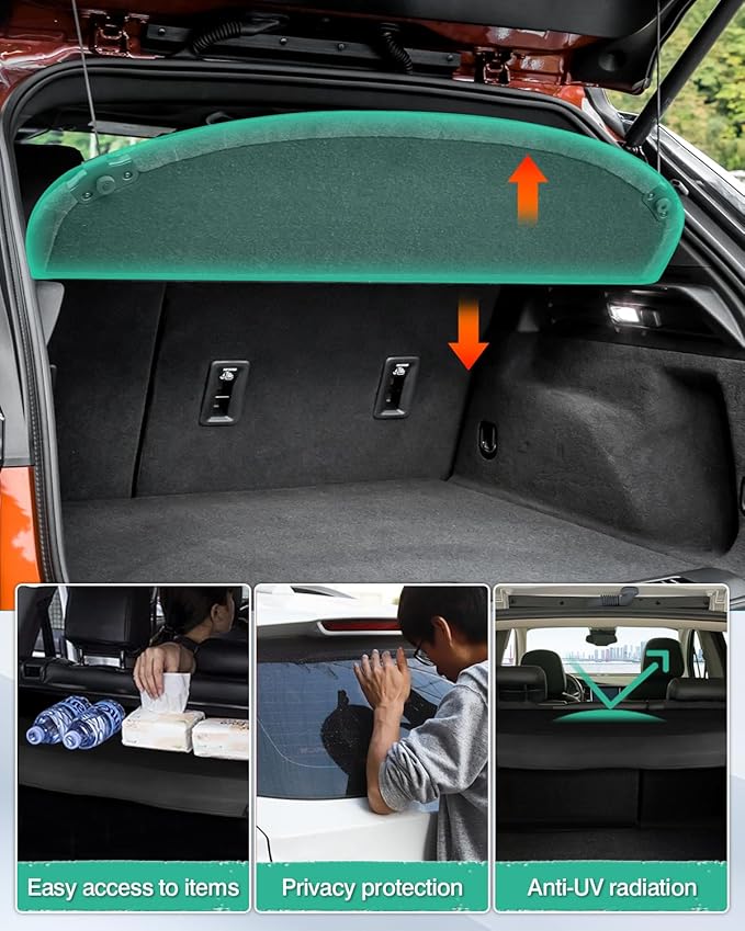 Powerty Cargo Cover for 2019-2024 2025 Cadillac XT4 Accessories Trunk Cover Trunk Shielding Shade Cargo Luggage Cover(Can Withstand The Load)