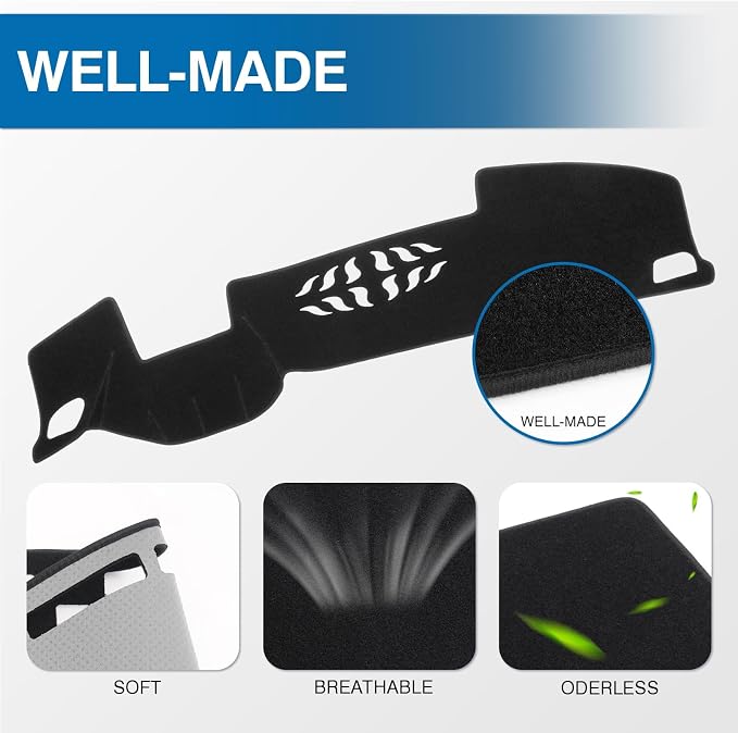 KUST Black Dash Cover for Volkswagen/VW Atlas 2024 2025 2026 with HUD Polyester Dashboard Cover Non-Slip Interior Accessories for VW Atlas Custom Fit Dash Mat Sunshade Windshield No Glare