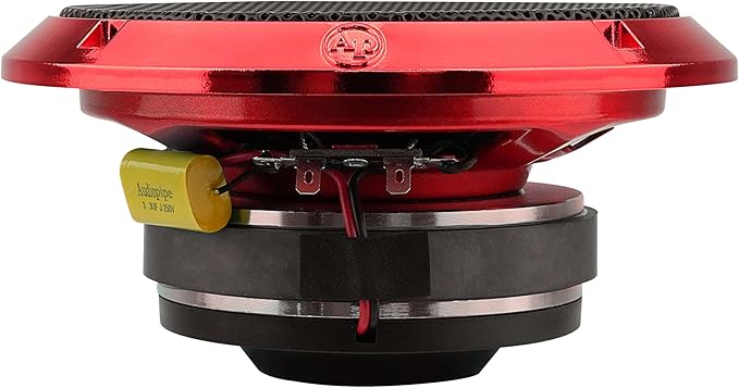 Audiopipe 6.5" Compression Horn Mid-Range Loudspeaker (APMB-628GH-RED), 300W, Built-in Compression Horn Driver, Flat Steel Basket, 2-Way Coaxial, KSV Voice Coil, Grill, Sleek Candy Red