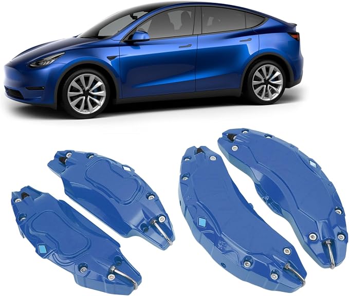 Caliper Covers Set of 4 Compatible with Accessories, Brake Caliper Cover Front Rear Aluminum Alloy, Brake Caliper Covers for 2020-2023 19 20in Wheels hub (Blue)