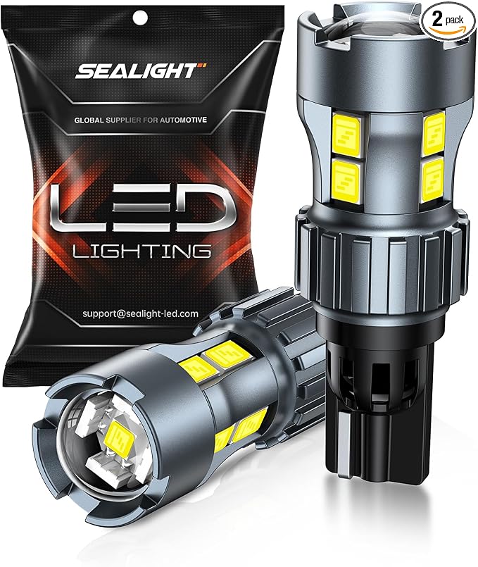 SEALIGHT 921 LED Bulb Reverse Light, W16W 906 912 921 Bulbs 600% Brighter Super Bright Reverse Light Bulb with Projector Replacement for T15 Backup Lights, 6000K White Pack of 2