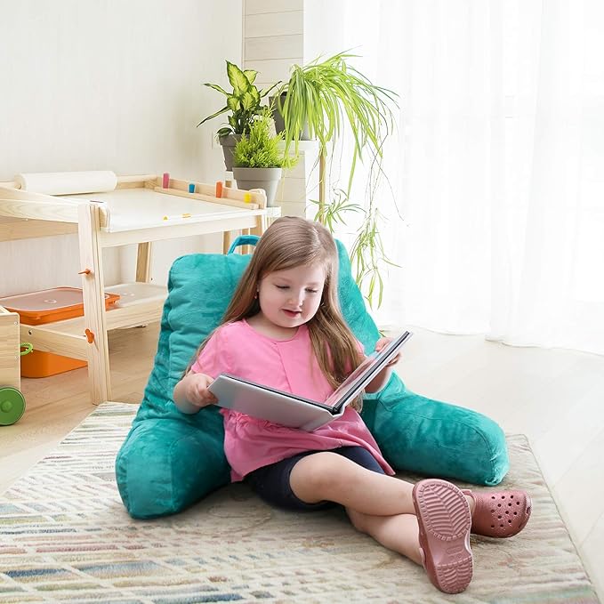 Nestl Reading Pillow for Kids & Teens with Shredded Memory Foam, Backrest Pillows for Reading, Watching, and Gaming, Use on The Couch, Bed, or Floor, Adjustable Support with Washable Cover Teal