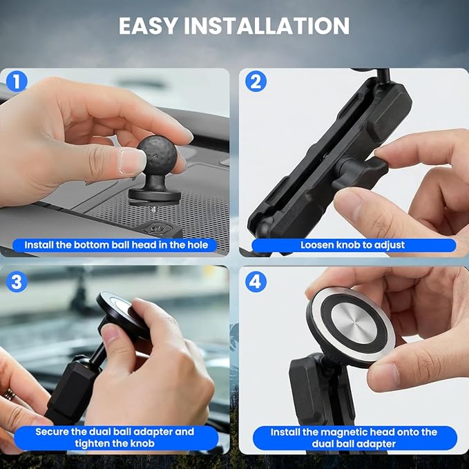 Car Phone Holder Fit for Ford Bronco 2021-2025 2/4 Door Compatible with Magsafe, Magnetic Dash Phone Mount Hands-Free 360° Rotation (Not for Bronco Sport)
