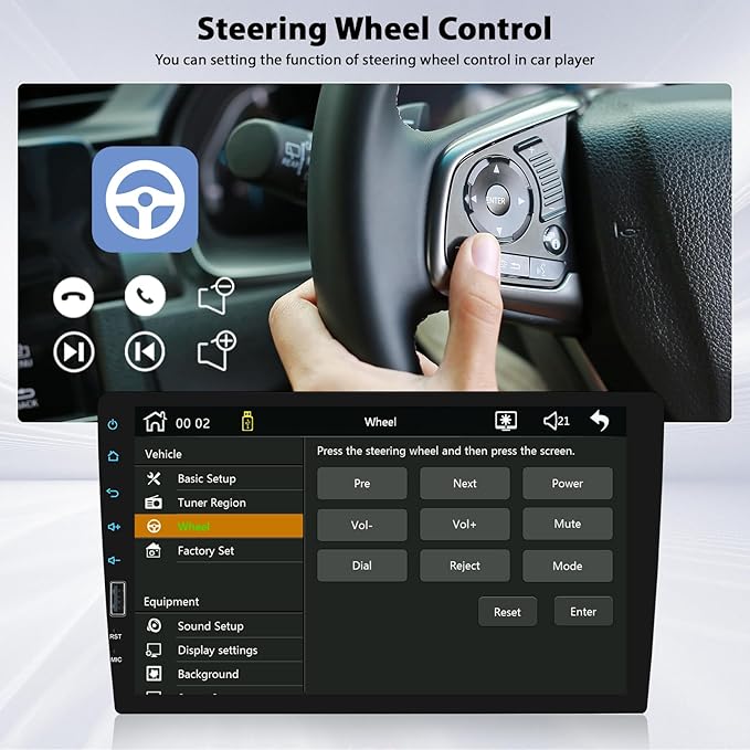 Inefala 9" Wireless Carplay Car Stereo Single Din Touchscreen Radio Android Auto, Mirror Link, Bluetooth, FM, EQ, SWC, Car Audio Receiver Support USB Phone Charging DVR, with Backup Camera Mic