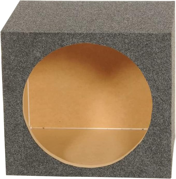 QPower 15 Inch Heavy-Duty Single Sealed Carpet Covered Durable Car Audio Vehicle Subwoofer Enclosure Woofer Box, Charcoal Gray