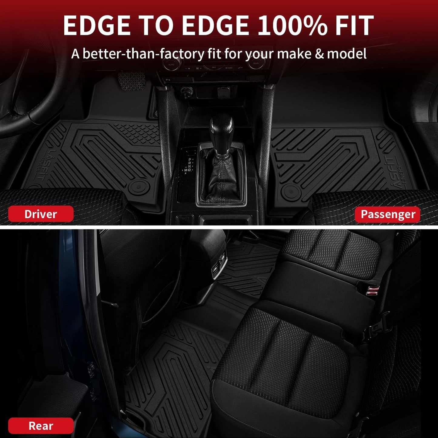 LASFIT Floor Mats & Cargo Mat Fit for Mazda CX5 2025-2017, Custom Fit TPE All Weather 2025 2024 2023 2022 2021 2020 2019 2018 2017 Floor Mats & Trunk Liner Full Set Car Mats for Mazda CX-5, Black