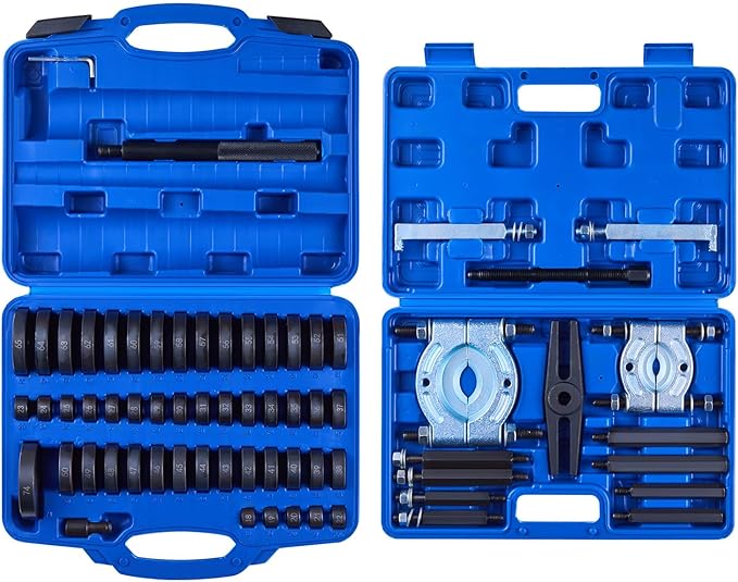 VEVOR 52pcs Custom Bushing Bearing and Seal Driver Set & 14pcs Bearing Puller Kit, 2 in 1 Bushing Bearing Driver Press Kit, Heavy Duty Removal Installation Tool Set with 49 Bushings, Separators & Jaws