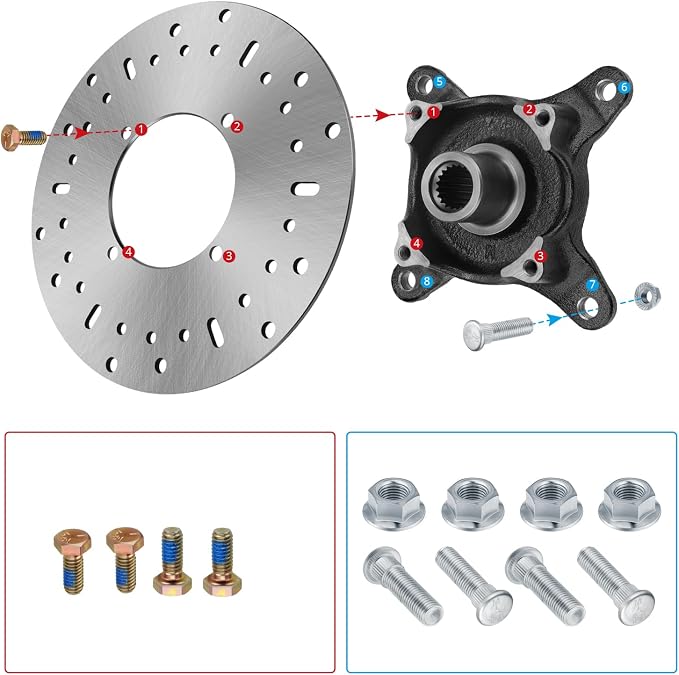 M MATI Front Wheel Hub with Bearing Studs & Brake Rotor for Polaris Ranger 500 570 Full-Size 2016-2024 Ranger EV 2017-2022 PRO-XD-Mid-Size