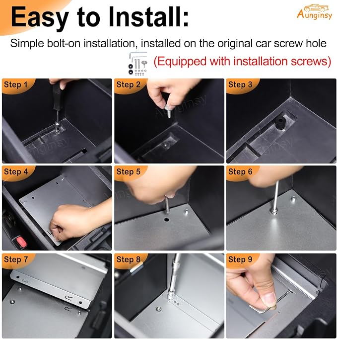 Car Center Console Lock Safe Box Armrest Storage Compatible with Toyota Tacoma 2016-2023 Center Console Lock Box Armrest Security Organizer Tray Vault with 3 Digit Combo Password Insert Accessories