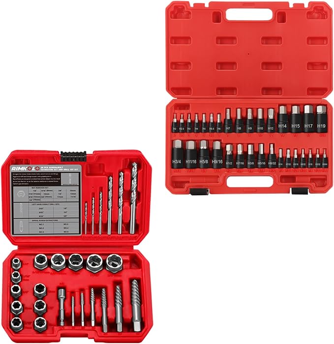 32-Piece Allen Socket Set and 26-Piece Screw Extractor Set