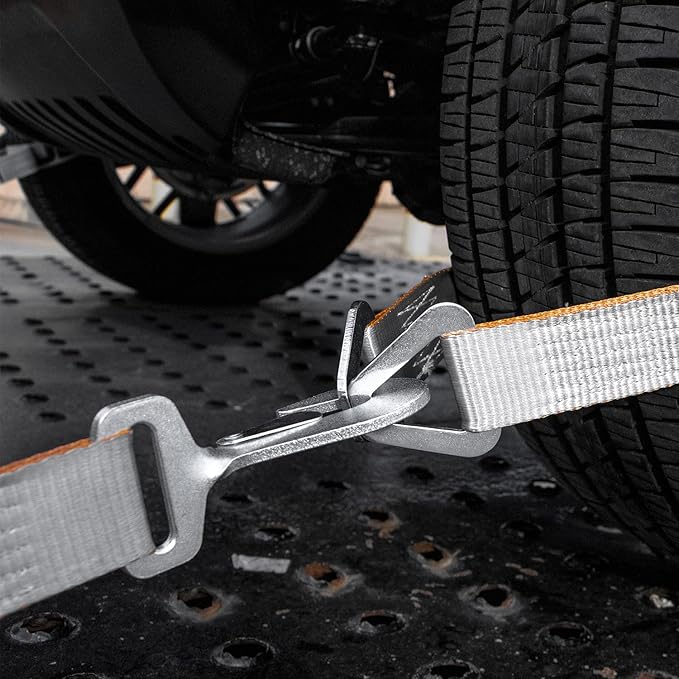 VULCAN Car Tie Down with Twisted Snap Hooks - 2 Inch x 96 Inch - 2 Pack - Silver Series - 3,300 Pound Safe Working Load