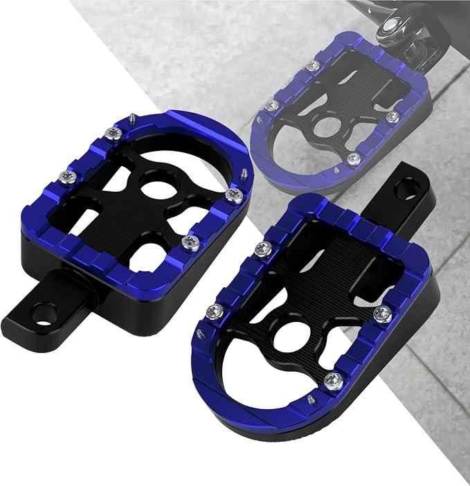 Motorcycle Floorboards Passenger Footboards Wide Foot Pegs Board Pedal Compatible with Touring Electra Road Street Glide Softail Road King Blue Edge