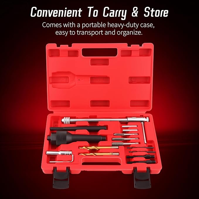16pcs Glow Plug Removal Tool Kit, 8 mm 10 mm Damaged Glow Plug Extractor Repair Remove Tool Set for Cylinder Heads