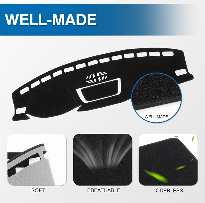 KUST Black Dash Cover for VW Atlas/Atlas Cross Sport 2018-2023 Dashboard Cover Polyester Non-Slip Center Console Dash Cover Interior Accessories for Atlas/Atlas Cross Sport Custom Fit Dash Mat