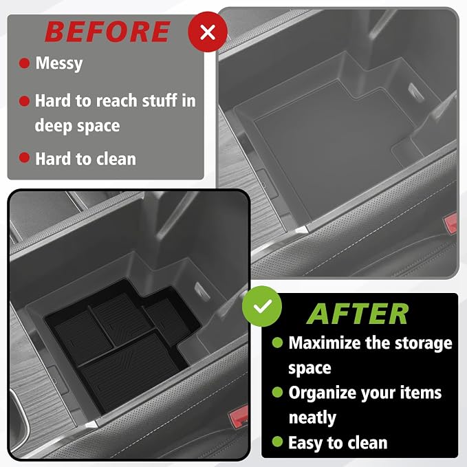 BestEvMod Center Console Organizer Tray Compatible with Chevrolet Silverado EV 2026 2025 2024 Pickup Armrest Storage Box ABS Material with PVC Trim NOT Fit ICE (Bottom)