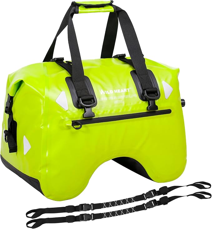 WILD HEART Dry Motorcycle Tail bag 70L/50L With Rope Straps and Inner Pocket Waterproof PVC 500D for Travel,Motorcycle and so on