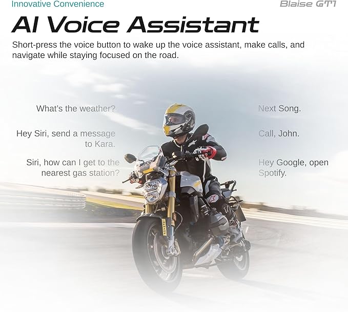 Blaise GT1 Upgraded Motorcycle Helmet Bluetooth Headset Intercom 2 Riders Music Share Helmet Communication System IPX6 Waterproof (Upgraded-Single Pack-Black)
