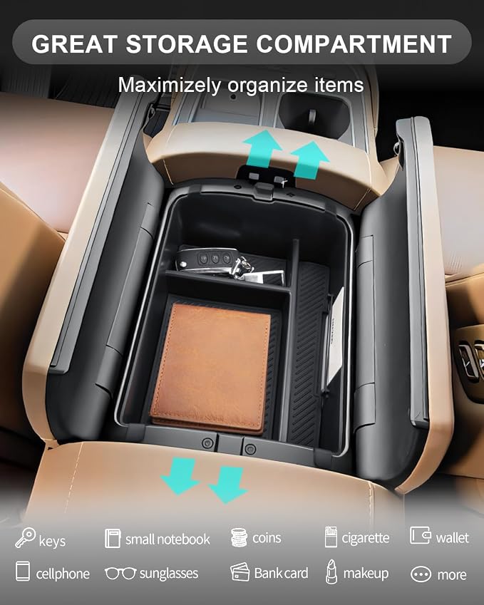 CDEFG for 2026 Hyundai Palisade Center Console Organizer Tray Accessories | 2026 Hyundai Palisade Accessories, Middle Console Armrest Storage Box, Only for 7-Seater Split Armrest