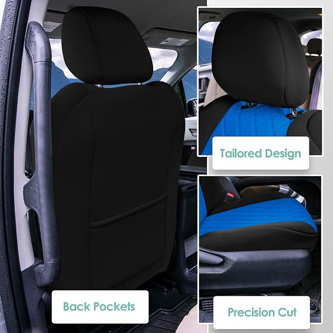 FH Group Custom Fit Car Seat Covers Specifically Made for Toyota Sienna 2021-2024, Blue Ultraflex Neoprene Front Set Automotive Seat Covers, 7-8 Seater SUV Seat Covers, Toyota Accessories