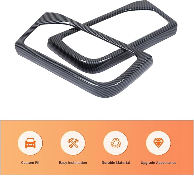 2Pcs Third Row Cup Holder Panel Cover Compatible with Toyota Grand Highlander 2024 2025 2026 Fit for 2024-2026 Grand Highlander ABS Accessories(Carbon Fiber)
