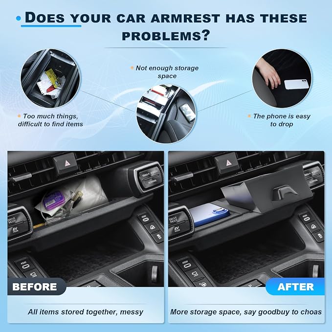 (2PCS) 2026 RAV 4 Wireless Charger Mat & Hidden Drawer Set for 2026 Toyota RAV 4 (6th Gen) Non-Slip Silicone Charging Pad Cover & Removable ABS Console Organizer, 2026 RAV 4 Interior Accessories