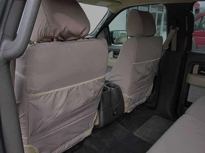 Durafit Seat Covers, F511-C8, Gray Waterproof Exact Seat Covers Compatible with 2015-2025 Ford F150-F550 XL/XLT/Lariat Front Buckets, Adjustable HR, Manual OR Electric Seats