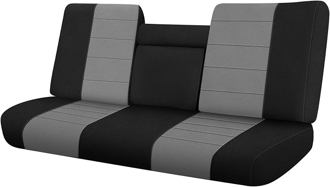 SAPUBK Front Seat Covers Replace for 1987-1991 Ford F150 Front Bench Seat with Opening Armrest and Molded Headrest, Knitted Fabric Composite Soft Foam Lining Airmesh Breathable Seat Cover