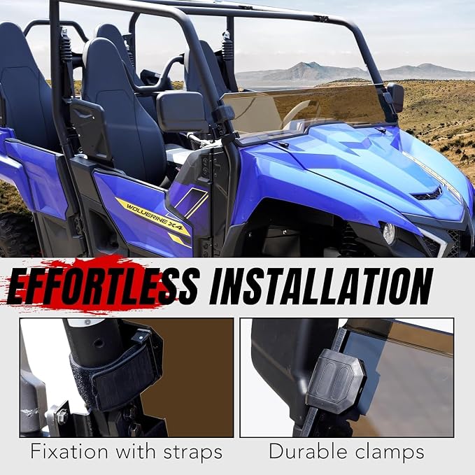 A & UTV PRO Front Half Windshield for Yamaha Wolverine X2/X4 850 2018 2019 2020, Vented Windshield Clear Tough Hard Coated Window Accessories