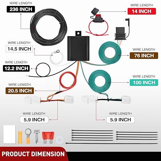 Nilight 4 Pin Trailer Wiring Harness Kit 56350 Custom Vehicle Side Compatible with Lexus 2019 2020 2021 2022 2023 ES250 ES350 ES300h Toyota Avalon RAV4 2013 2014 2015 2016 2017 2018 Tow Hitch