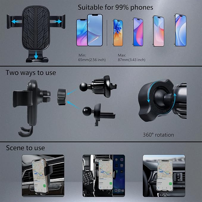 CAR PASS Universal Leather Sport car seat Covers&Leather Rubber Steering Wheel Cover Set,Equipped with Mobile Phone Holder and Non-Slip Cup Mat,Suitable for Steering Wheel 14.5-15” All Black