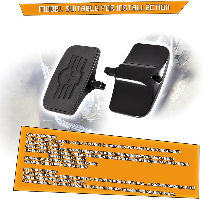 Kinglemc Front Rear Rider Passenger Floorboard FootPeg for Victory/Indian (Skull, Black)