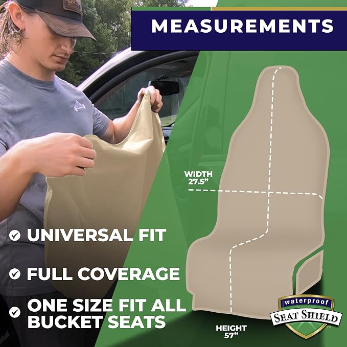 UltraSport Front Seat Cover and Backseat Cover - Tan Washable Car Seat Towels and Back Seat Protector for All Vehicles - Universal Car Seat Protectors from Sweat, Food, Dirt