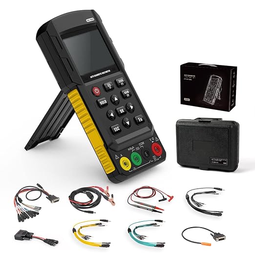 DM303 Automotive Oscilloscope Multimeter, 3-in-1 Handheld Scope with K/CAN Bus Reader, Injector Cranking Relay Test, 500KHz True RMS Diagnostic Tool