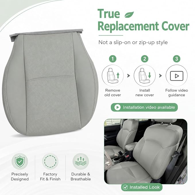 NLQR Front Driver and Passenger Bottom Replacement Perforated Seat Covers Gray Microfiber Leather Compatible with Subaru Forester 2014-2016