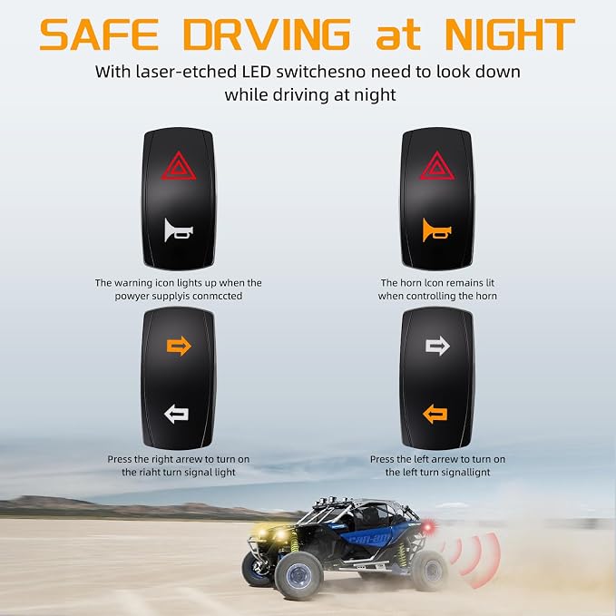 UTV Turn Signal Kit with 110DB Horn ATV Street Legal Kit | Plug and Play UTV ATV Blinker with Rocker Switch, Street Legal Kit Compatible with Polaris, Can Am, CFMOTO, Arctic Cat-4