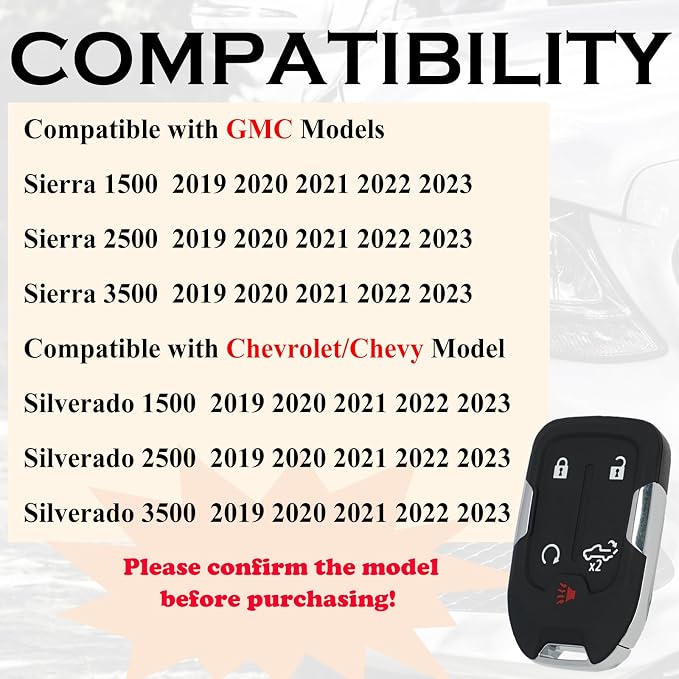 SUPALAND Keyless Entry Remote Control Key Fob Replacement Fits for GMC Sierra 1500 2500 3500 2019 2020 2021 2022 2023 Chevrolet Silverado 1500 2500 3500 HYQ1ES 13522904 13522854 433 MHz