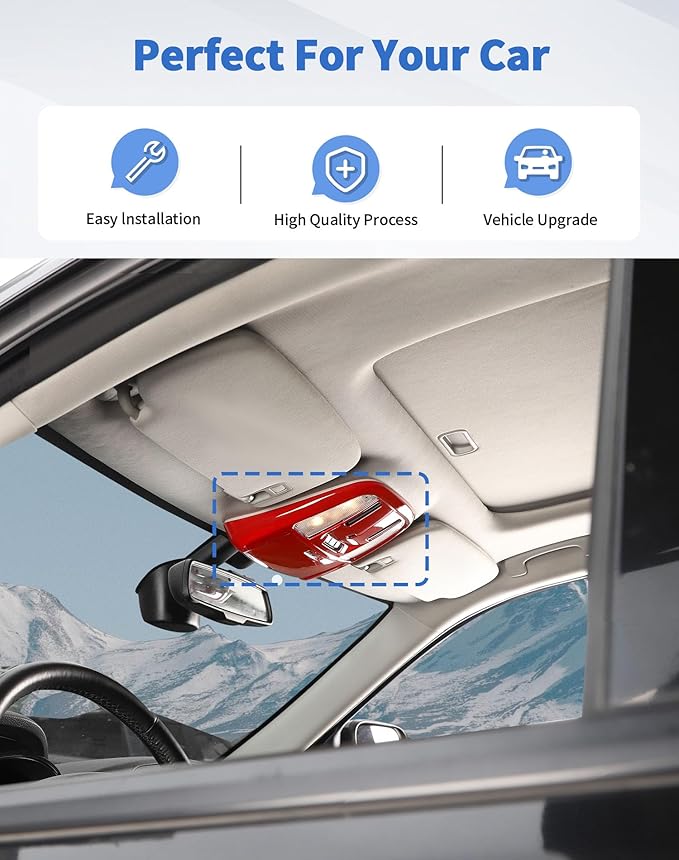 Roof Reading Light Cover Trim Fit for 2011 + Dodge Charger/Durango/Chrysler 300 Interior Accessories Red Reading Lamp Decals Cover Trim Sticker Kit (B)
