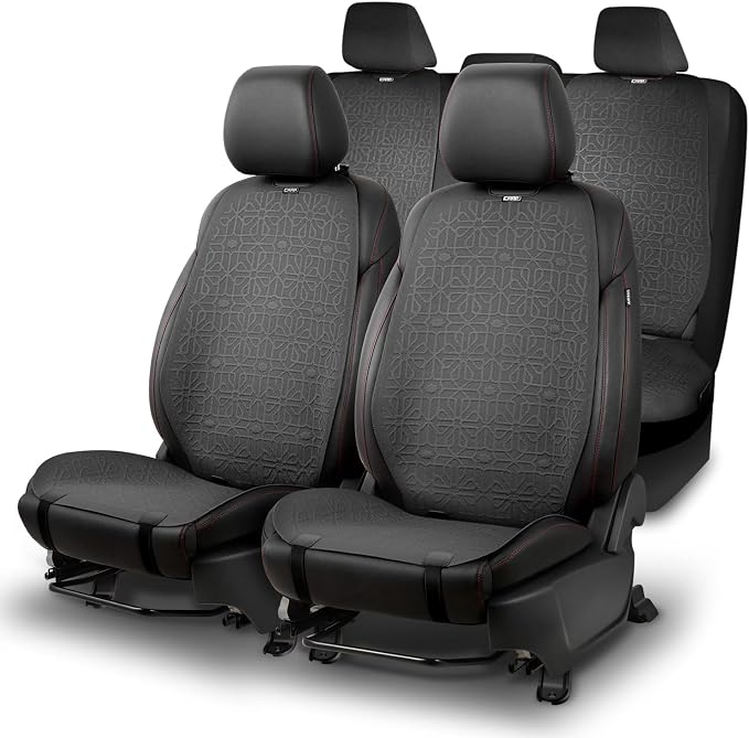 Protex Series Full Set Seat Covers Woven Polyester Universal for Cars Trucks SUV, Grey, CA-SC-PROTEX-Full-GY