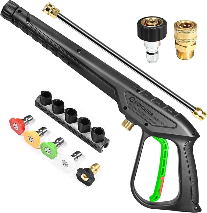 Pressure Washer Gun 3600 PSI with Extension Wand, Nozzle Holder & 5 Spray Tips, M22-14mm Fitting, Replacement for Ryobi, Karcher, Honda, Greenworks, Briggs & Stratton, Gas Power Washer