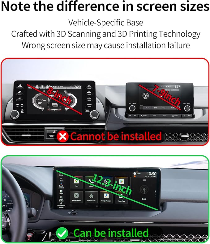 Wireless Charging Car Phone Holder for Honda Accord/Hybrid 2023-2026, 12.3" Screen Fixed Clip, 360° Rotation Car Phone Mount Compatible with MagSafe