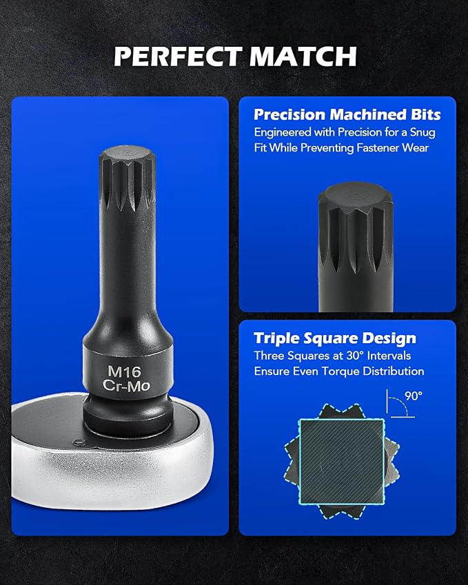 Orion Motor Tech XZN Triple Square Spline Bit Sockets & 34pc Brake Caliper Tool Set, Bundle