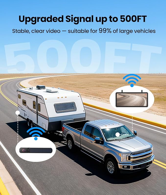 AUTO-VOX Solar Wireless Backup Camera: 3-Minute Easy Install, 7.2" HD Split-Screen, Dual Antenna Signal Upgrade, 1080P Color Night Vision, DVR Recording Back Up Camera for Car, Truck, Camper, Trailer