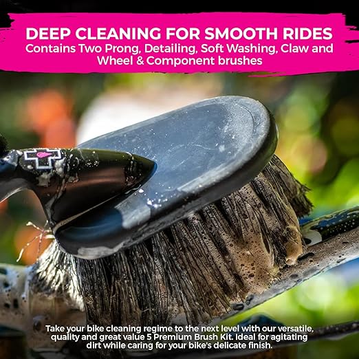 Muc-Off All-Weather Motorcycle Chain Lube 400ml + 5 Brush Set | Premium Synthetic Motorcycle Chain Lubricant | Ceramic Formula & Long-Lasting | Includes Bike Brush Kit