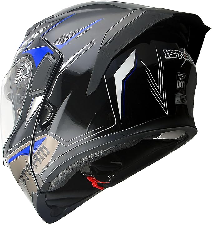 1Storm Motorcycle Modular Full Face Flip up Dual Visor Helmet + Spoiler: HB89 Storm Blue